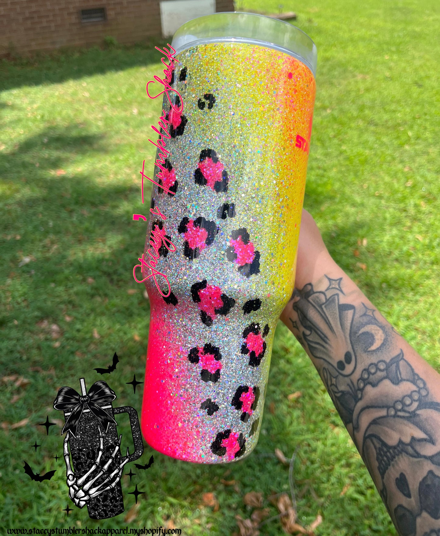 Neon Pink & Yellow Leopard Tumbler