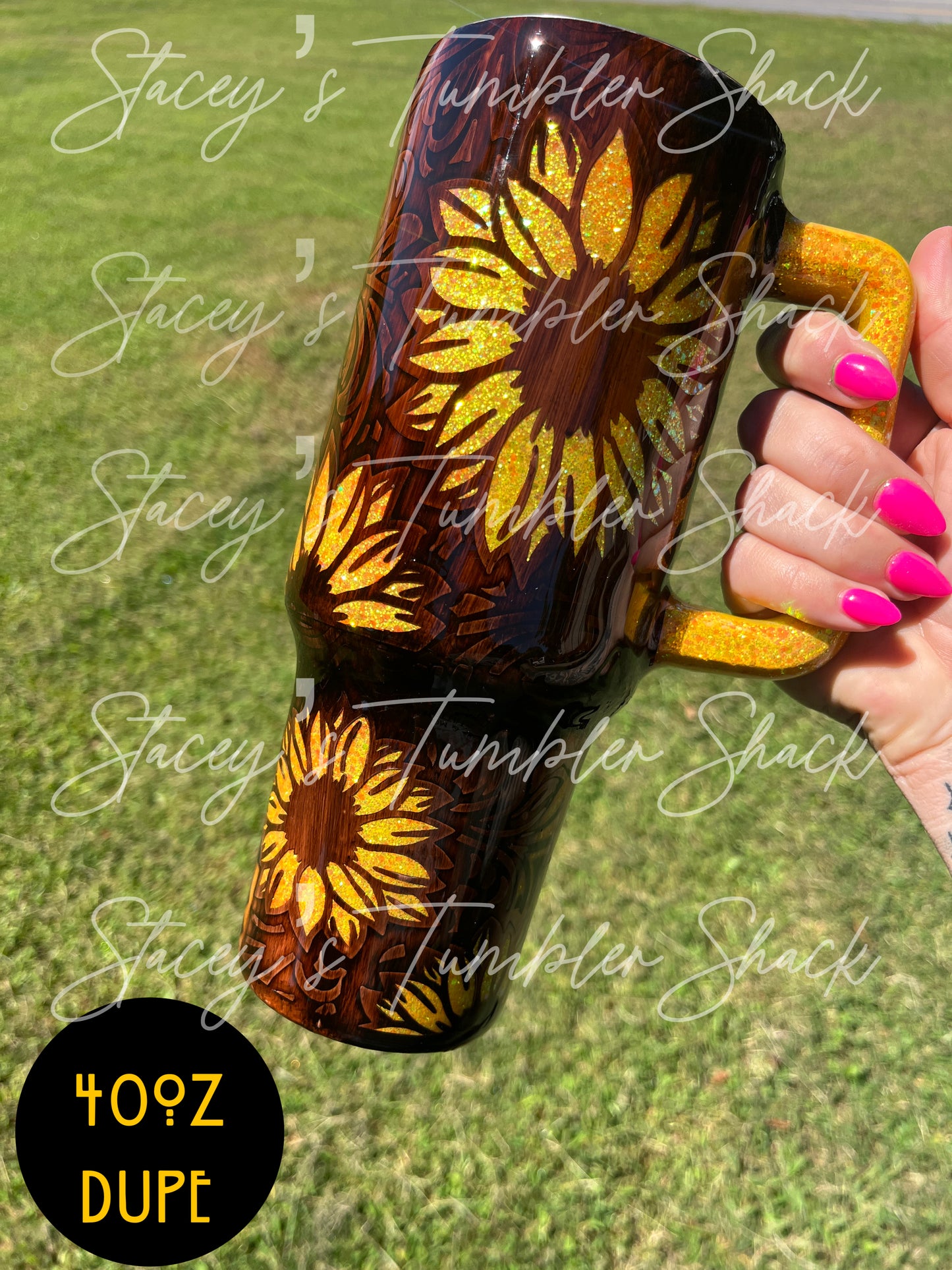Sunflower Tooled Leather Tumbler