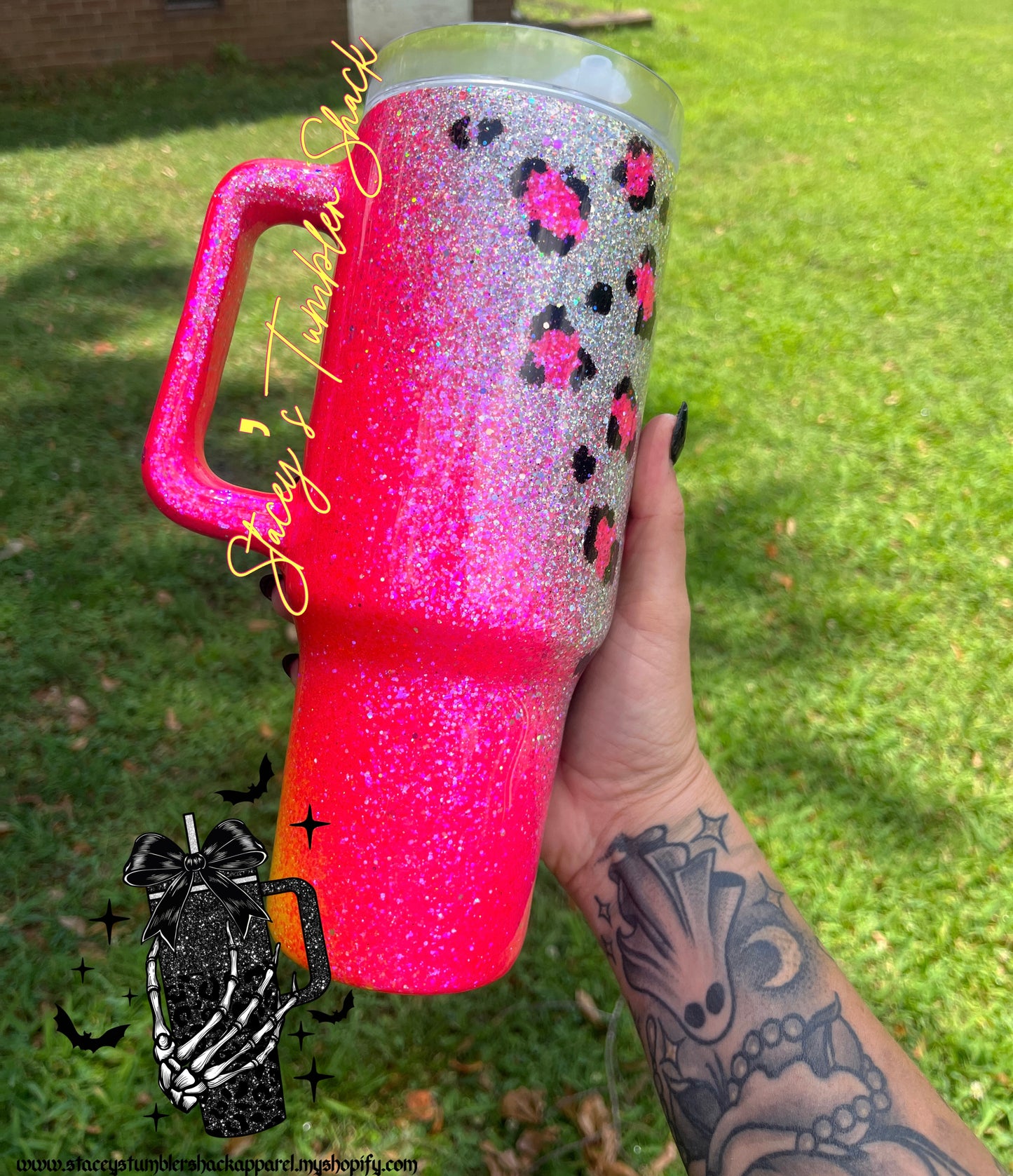 Neon Pink & Yellow Leopard Tumbler