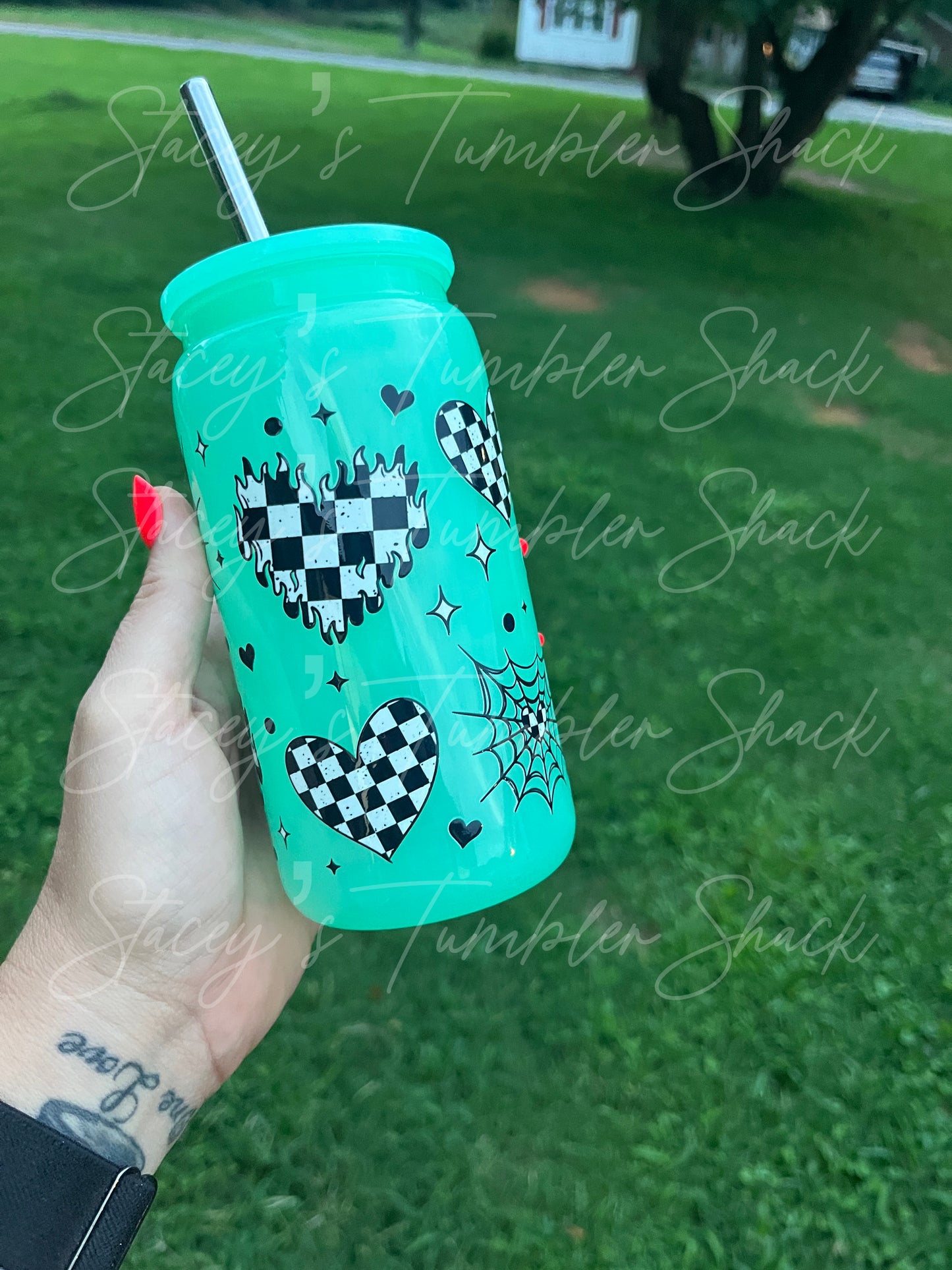 Checkered Mint Hearts