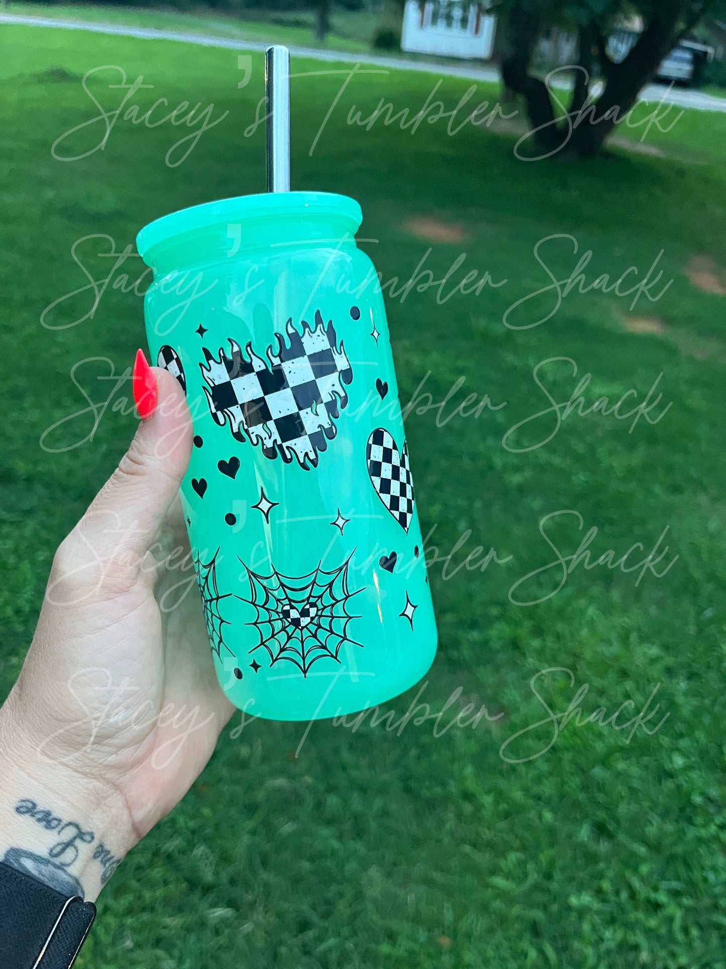 Checkered Mint Hearts