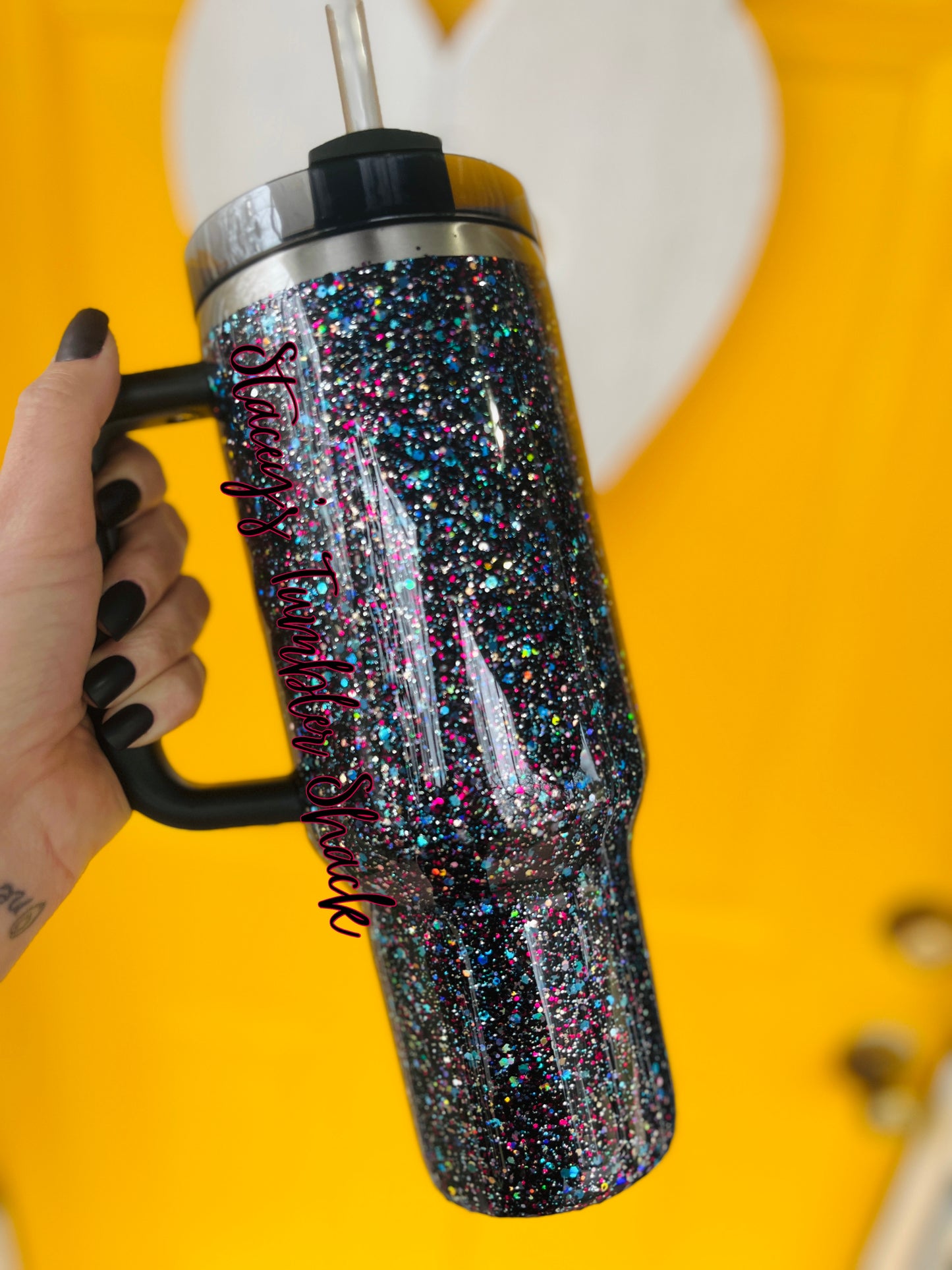 Black Galaxy Glitter Tumbler