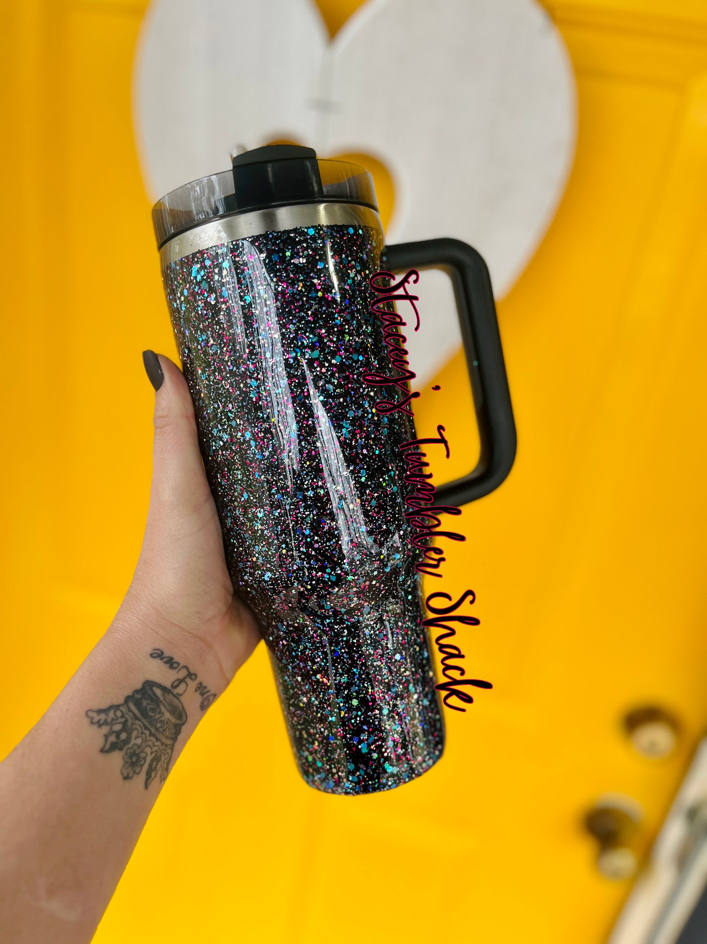 Black Galaxy Glitter Tumbler