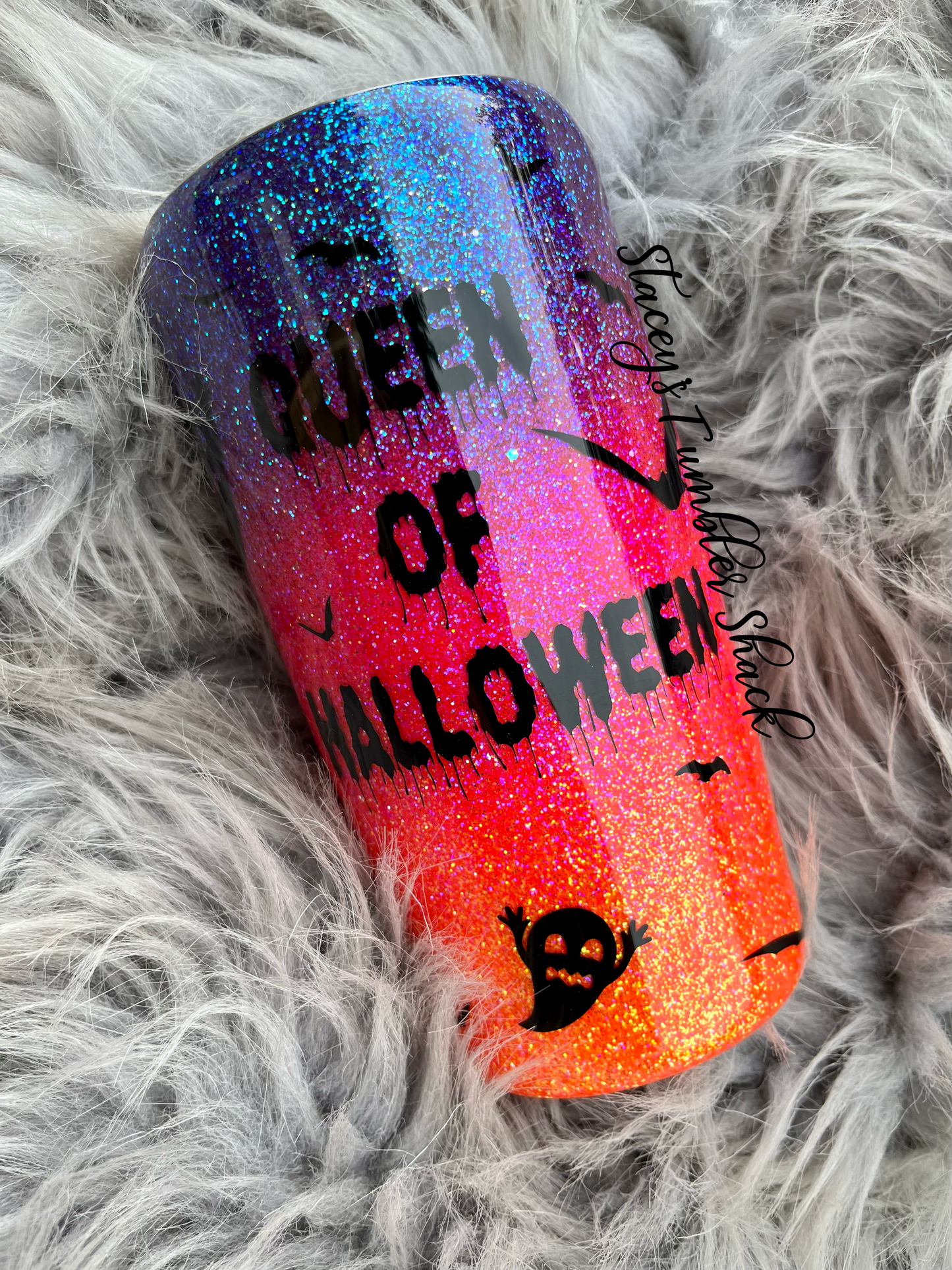 Queen of Halloween Glitter Tumbler
