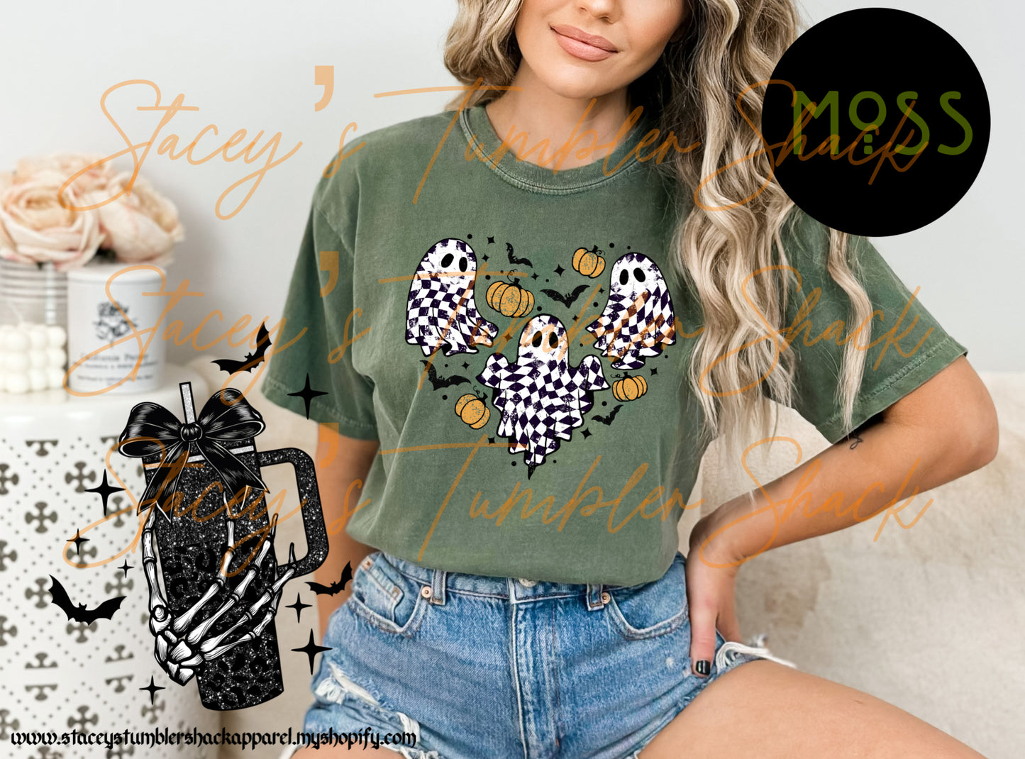 Checkered Heart Ghost Tee