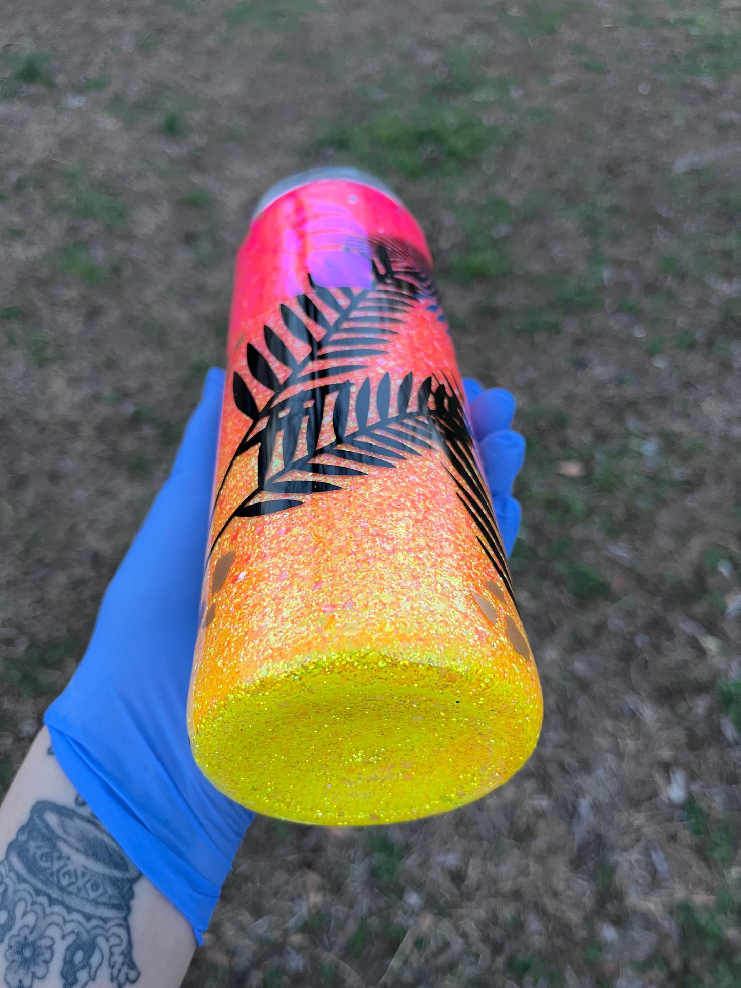 Ready to Ship Neon Tropical Glitter Tumbler