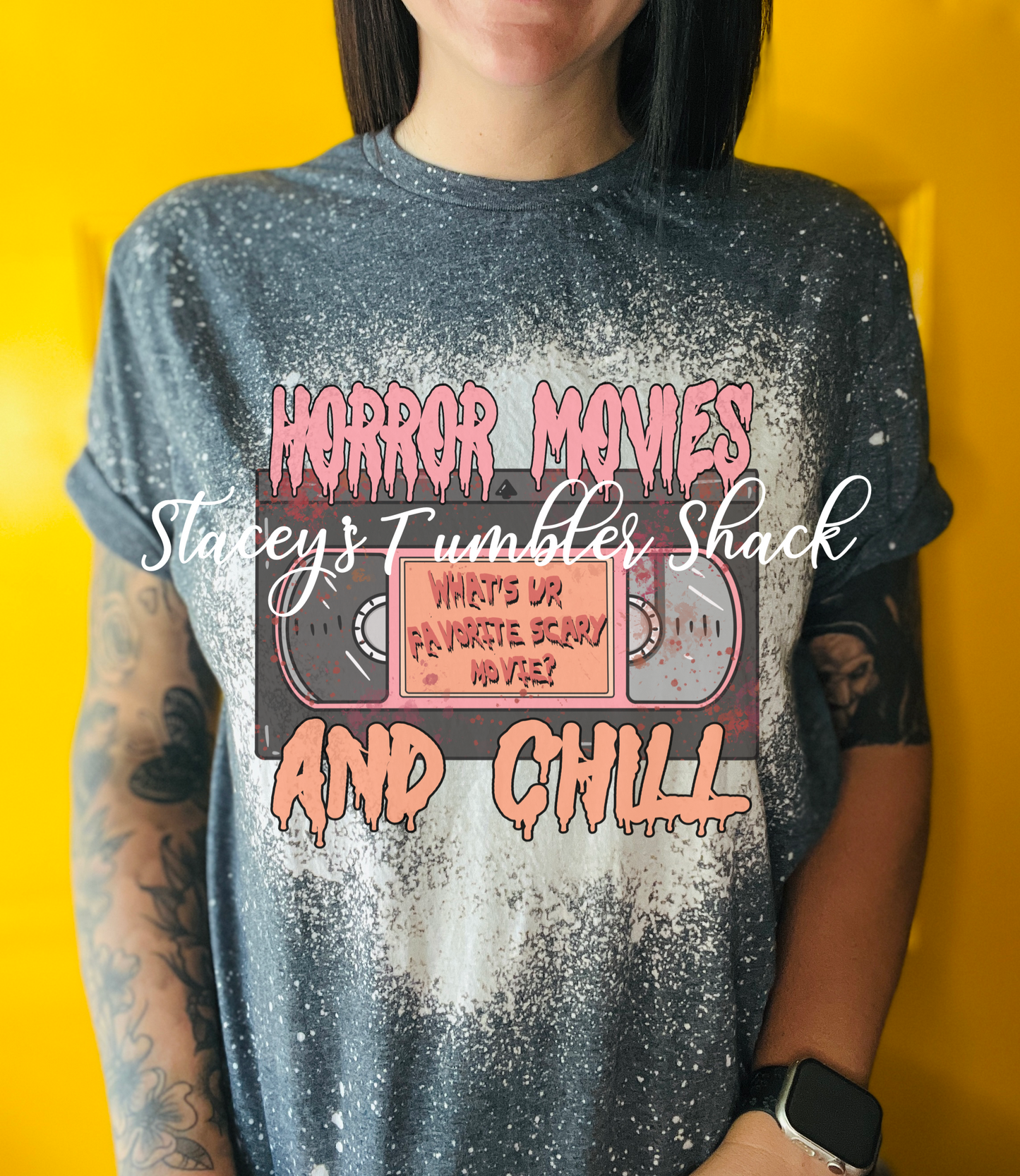 Horror Movies & Chill Bleached Tee