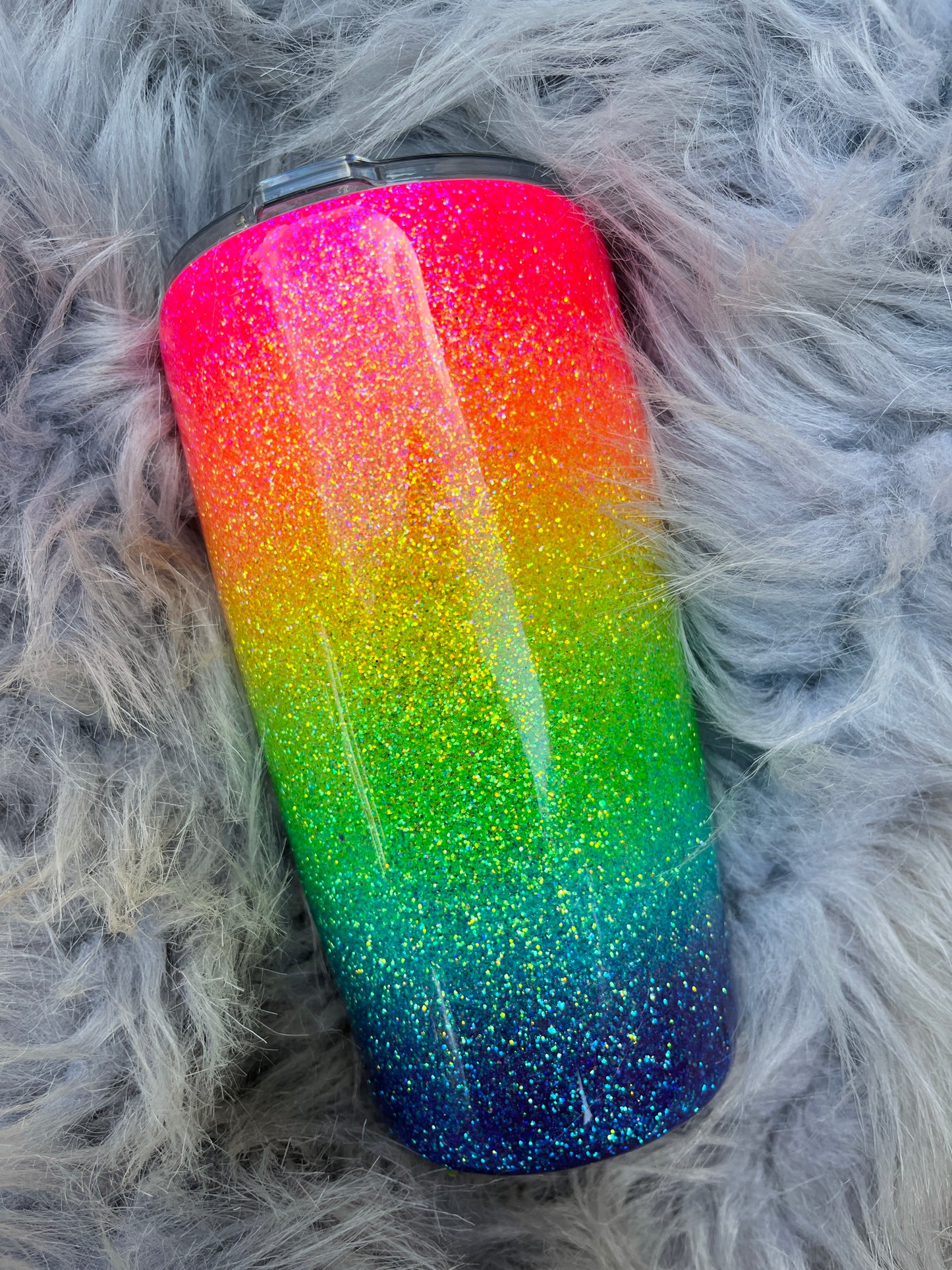 Neon Rainbow Glitter Tumbler