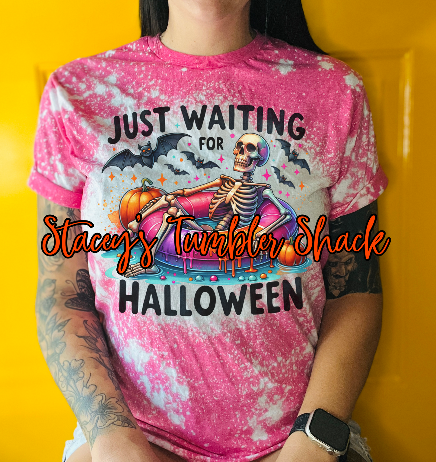 Just Waiting for Halloween Bleached Shirt