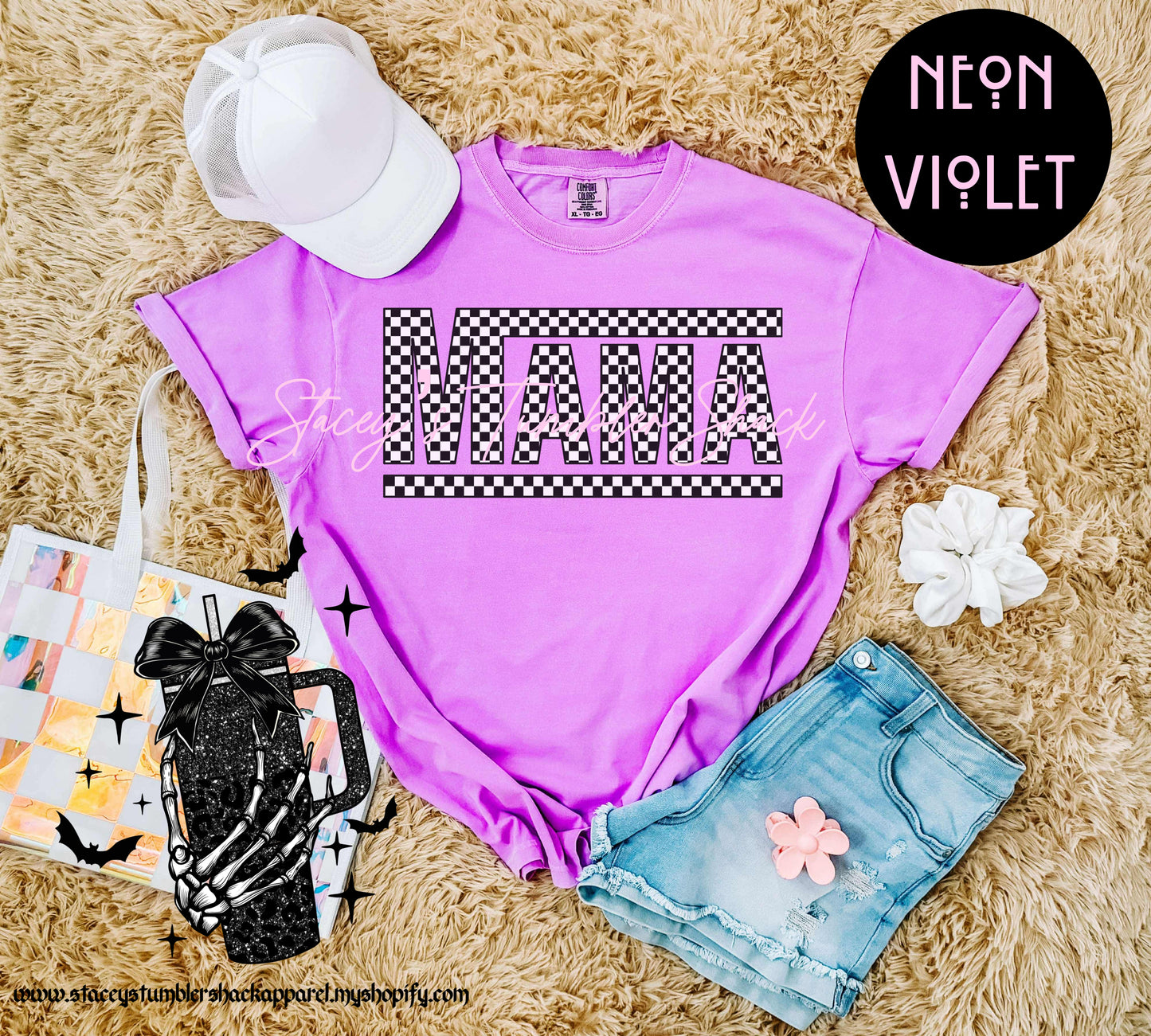 Checkered Mama Tee
