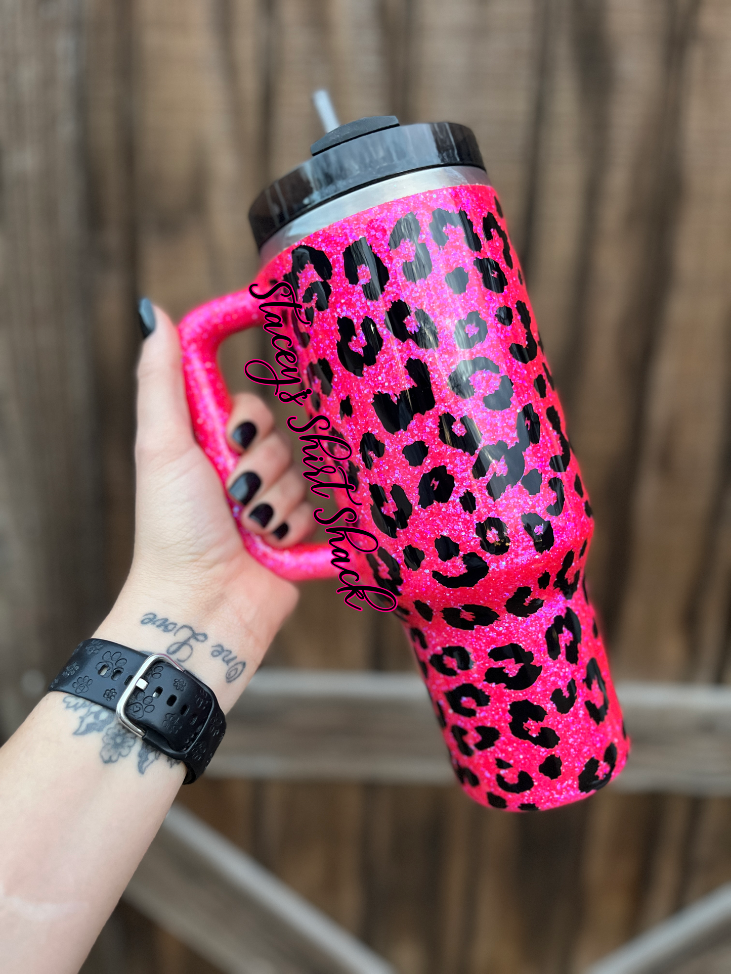 Hot Pink Leopard Print Tumbler