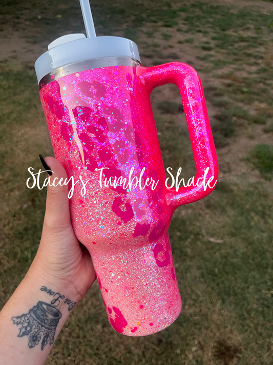 Pink Leopard Swirl Tumbler