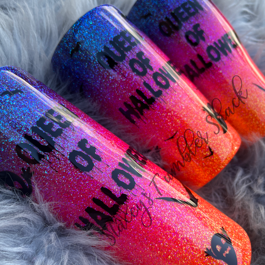 Queen of Halloween Glitter Tumbler